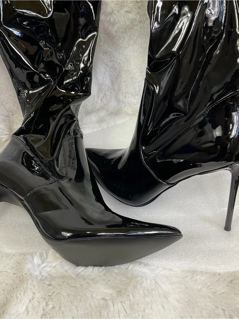 New Steve Madden Viktory Black Patent Pointed-Toe Over the Knee Boots Size 8.5M